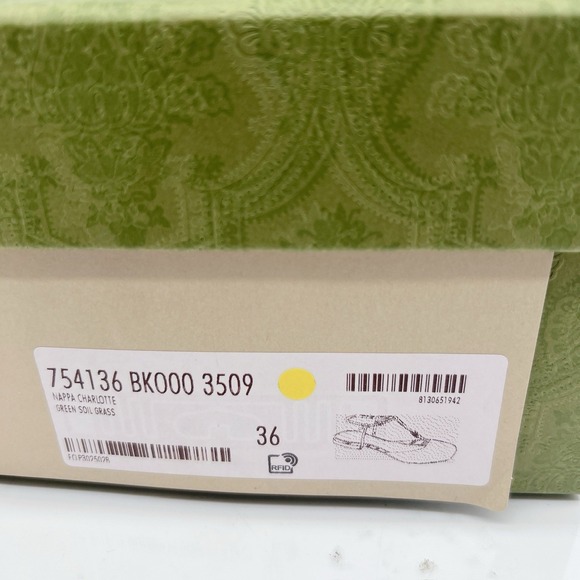 GUCCI Women Ballet Flat DOUBLE G INTERLOCKING LOGO Slingback Green Leather EU 36 - Picture 10 of 11